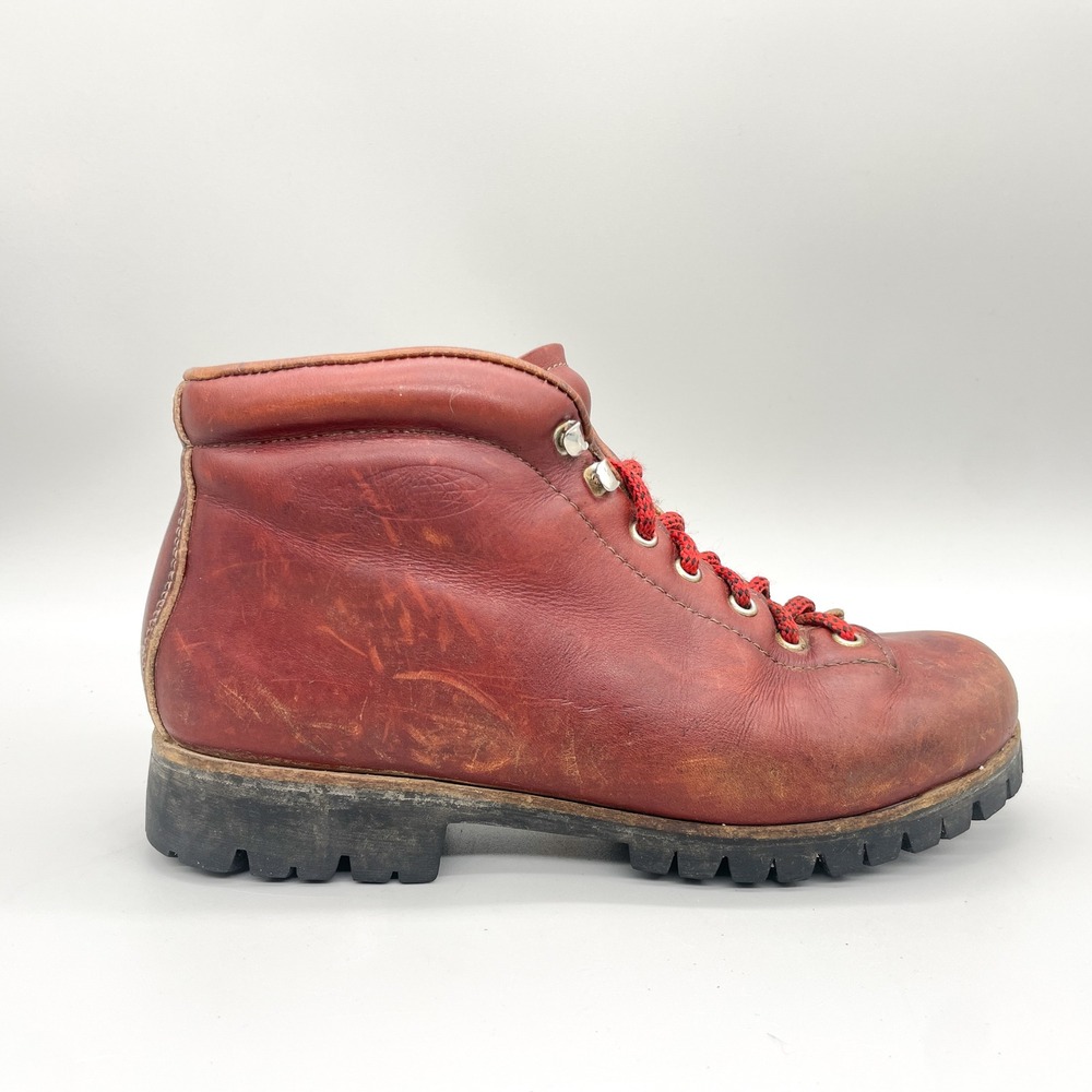 Vasque Vintage Womens 8.5 Mountaineering Hiking Boots Red Brown Leather NOINSOLE